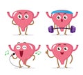 Healthy urinary bladder cartoon characters collection on isolated white background . Vector Royalty Free Stock Photo