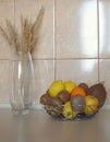 Healthy variety of food - bowl of different tropic fruits for oreventing disease