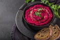 Healthy vegan beetroot and chickpeas hummus