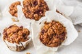 Healthy vegan berry muffins on a white background.