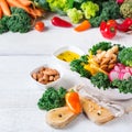 Healthy vegan buddha bowl with kale leaves and raw vegetables Royalty Free Stock Photo