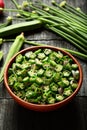 Top View Traditional Recipe - Okra Fry With Herbs