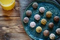 Healthy vegan energy balls with nuts, sesame, chia