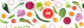 Healthy vegan food panoramic banner. Fresh vegetables Royalty Free Stock Photo