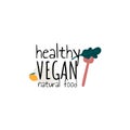 healthy vegan hand writing logo