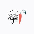 Healthy vegan hand writing logo