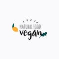 Healthy vegan hand writing logo