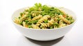 Healthy Vegan pasta bowl. Vegetarian pasta with pesto sauce. AI Generative