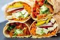 Healthy vegan salad tortilla wraps Royalty Free Stock Photo