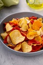 Healthy vegetable chips in a big bowl