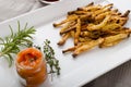 Healthy vegetable chips - french fries beet, celery and carrots Royalty Free Stock Photo