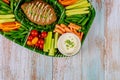 Meatloaf with vegetable platter and dipping sauce, ranch Royalty Free Stock Photo