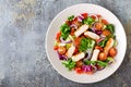 Vegetable salad with grilled chicken breast, fresh lettuce, cherry tomatoes, red onion and pepper Royalty Free Stock Photo