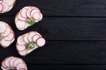 Healthy vegetable toasts sandwith with radish and dill