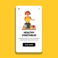 Healthy Vegetables Cooking Young Woman Vector