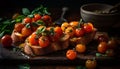 Healthy vegetarian ciabatta sandwich with fresh tomato and mozzarella generated by AI Royalty Free Stock Photo