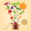 Healthy vegetarian cooking concept vector illustration