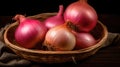 Shallot onion botanical herbs on plate