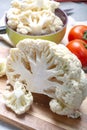 Healthy food concept, raw cauliflower white cabbage ready for cooking