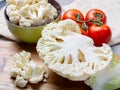 Healthy food concept, raw cauliflower white cabbage ready for cooking