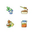 Healthy vegetarian meals RGB color icons set Royalty Free Stock Photo