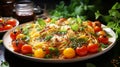 Healthy vegetarian pasta meal with fresh tomato and herb sauce Royalty Free Stock Photo