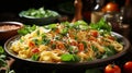 Healthy vegetarian pasta meal with fresh tomato and herb sauce Royalty Free Stock Photo