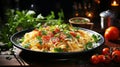 Healthy vegetarian pasta meal with fresh tomato and herb sauce Royalty Free Stock Photo