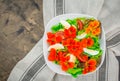Healthy vegetarian summer salad with edible flowers Royalty Free Stock Photo