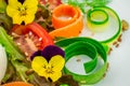 Healthy vegetarian summer salad with edible flowers Royalty Free Stock Photo