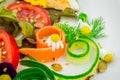 Healthy vegetarian summer salad with edible flowers Royalty Free Stock Photo