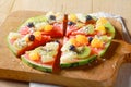 Healthy vegetarian tropical fruit watermelon pizza