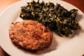 Healthy vegetarian or vegan food, real eggplant and carrot vegetable burger with spinach