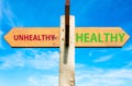 Healthy versus Unhealthy messages, Healthy Lifestyle conceptual image Royalty Free Stock Photo