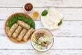 Healthy Vietnamese Food Vietnamese spring rolls with chicken, tiger prawns Royalty Free Stock Photo