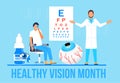 Healthy vision month concept vector. Medical ophthalmologist eyesight check up concept vector. Eye doctor illustration for health