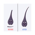 Healthy and damaged hair follicle cartoon characters