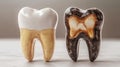 Healthy vs. Decayed Tooth: A Dental Health Comparison Royalty Free Stock Photo