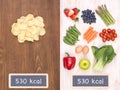 Healthy vs unhealthy food concept Royalty Free Stock Photo