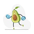 Healthy weightlifting avocado, vector exercise in gym