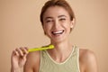 Healthy White Teeth. Portrait Of Happy Smiling Woman With Fresh Perfect Smile