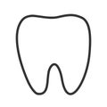 Healthy White Tooth Black contour one line silhouette icon. Oral dental hygiene. Whitening concept. Children teeth care. Blue back