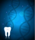 Healthy white tooth and DNA background