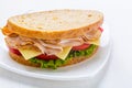 Healthy Turkey, Cheese and Vegetables Sandwich Royalty Free Stock Photo