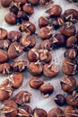Healthy winter snack chestnuts on wooden background Royalty Free Stock Photo
