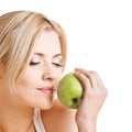 Healthy woman with apple
