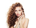 Healthy woman with clear skin and perfect curly hair Royalty Free Stock Photo