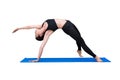 Healthy woman exercising yoga isolated with clipping path