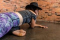 Healthy woman during flowing yoga class Royalty Free Stock Photo