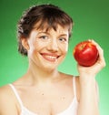 Healthy woman with fresh red apple Royalty Free Stock Photo